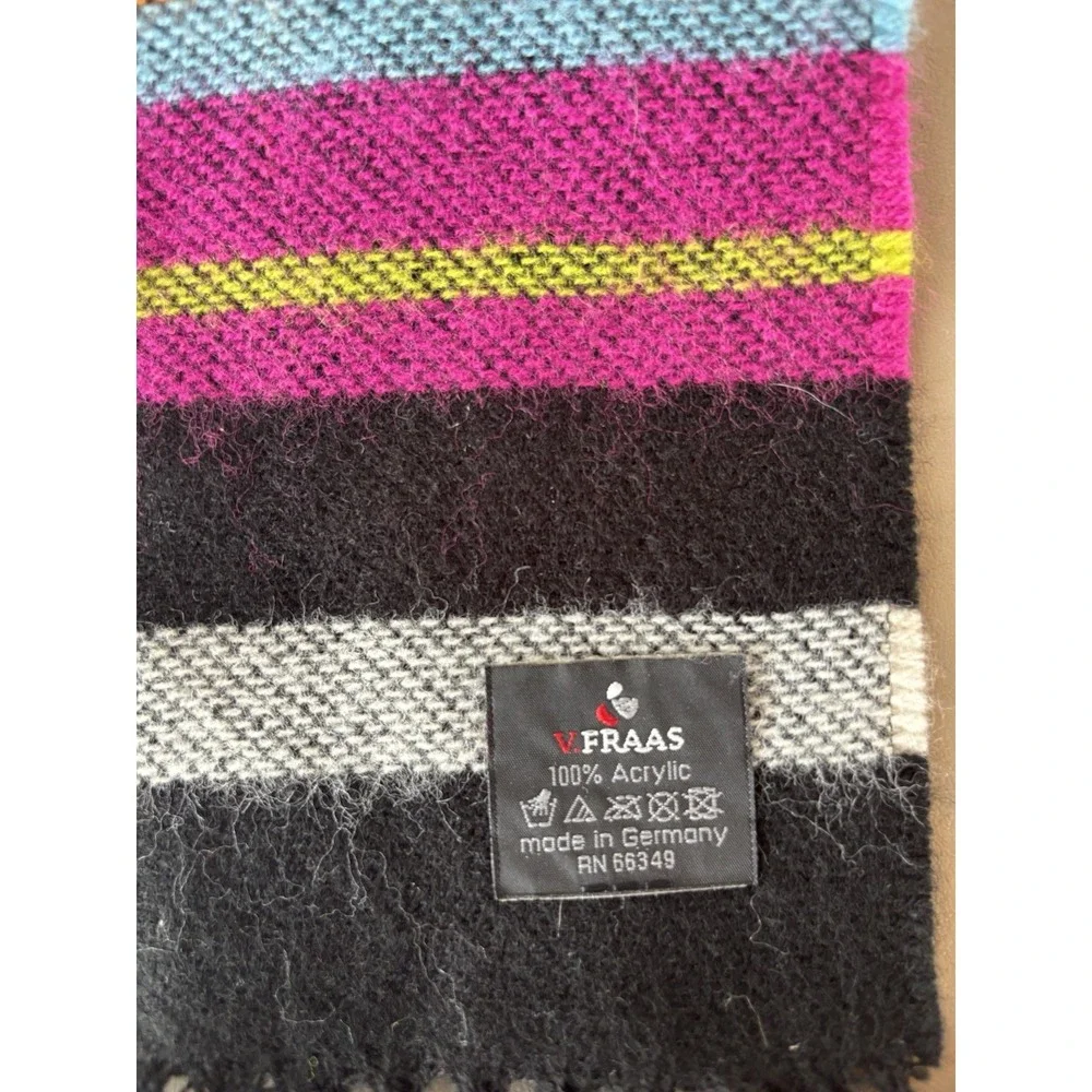 LOT/3‎ V. Fraas Women's Scarves Scarf Acrylic Fringe Winter Plaid Stripe Print